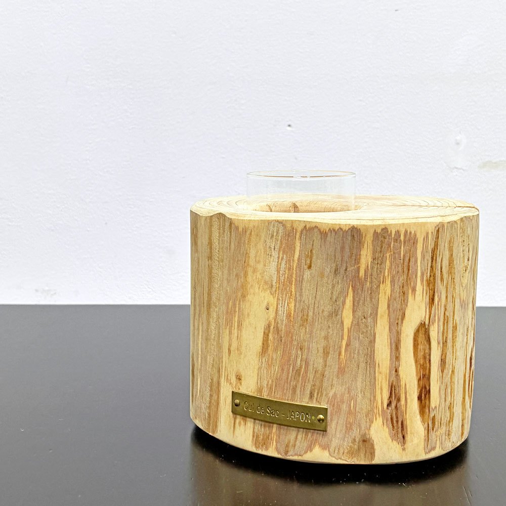 カルデサック Cul de Sac-JAPON 青森ヒバ フラワーベース 小丸太 SMALL LOG クリアベース アロマディフューザー ●