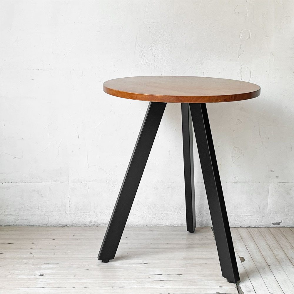 かなでもの KANADEMONO ザ・カフェテーブル THE CAFE TABLE Black Steel 3pin ラウンド ラバーウッド天板 スチール Φ60cm ★