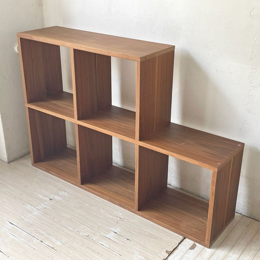 無印良品 MUJI スタッキングシェルフ ウォールナット材 ステップシェルフ オープンシェルフ 本棚 飾り棚 1列3段＋1列2段 ★