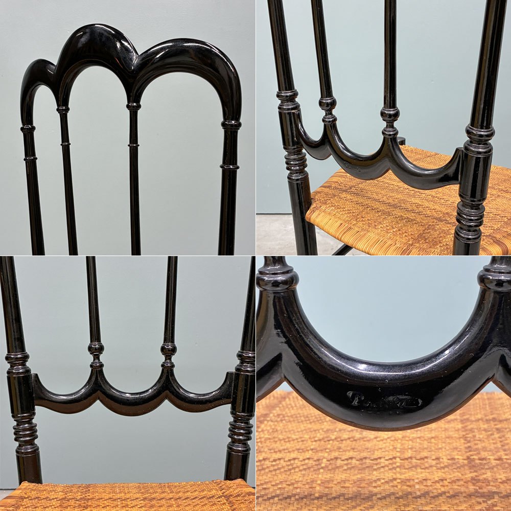 フラテッリ・レヴァッジ Fratelli Levaggi キアヴァリチェア CHIAVARI chair トレ・アルキ ラタンシート ブラック イタリア ◎