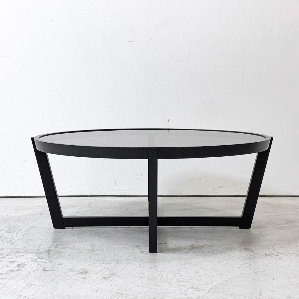 カッシーナイクスシー CASSINA ixc. ラーゴ LAGO ダークグレーガラス センターテーブル Ø90cm ミニマルモダン イタリア ●