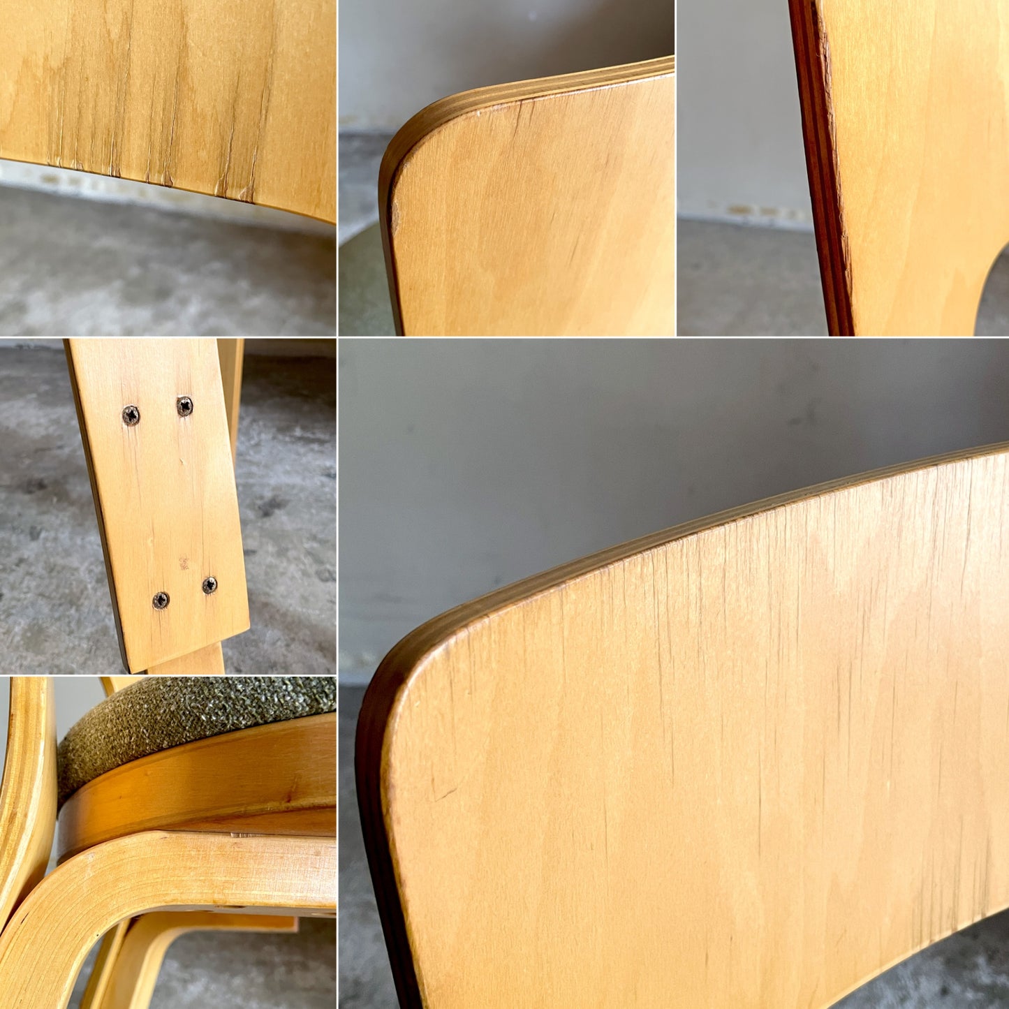 アルテック artek チェア66 CHAIR66 ダイニングチェア ナチュラルラッカー バーチ材 ファブリックシート アルヴァ・アアルト フィンランド 北欧家具 ビンテージ A ■