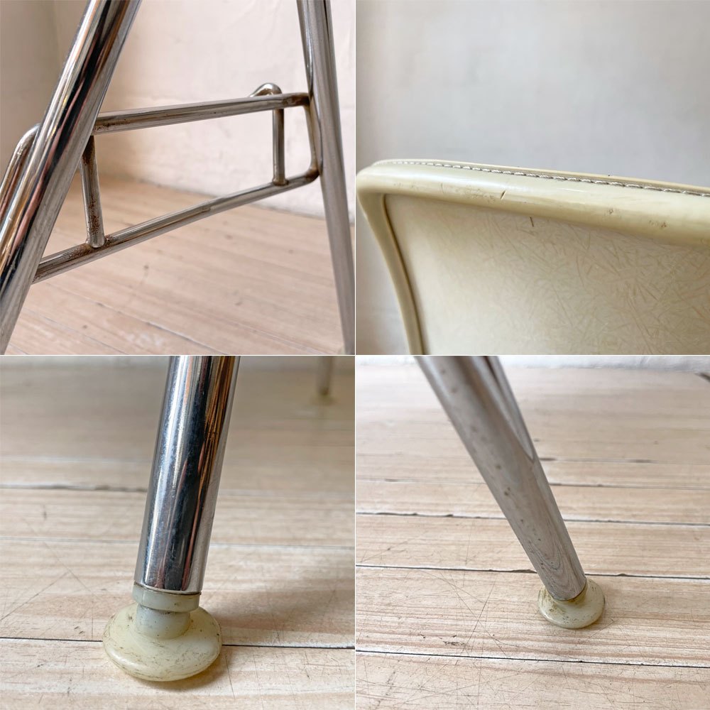 ハーマンミラー Herman Miller サイドシェルチェア サード 3rdビンテージ PVCレザー FRP製 スタッキングベース イームズ B ★