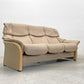 エコーネス EKORNES ストレスレス Stressless エルドラド Eldorado 3シーター サンド リクライニングソファ オーク材 総革 北欧 ノルウェー 定価約102万 〓