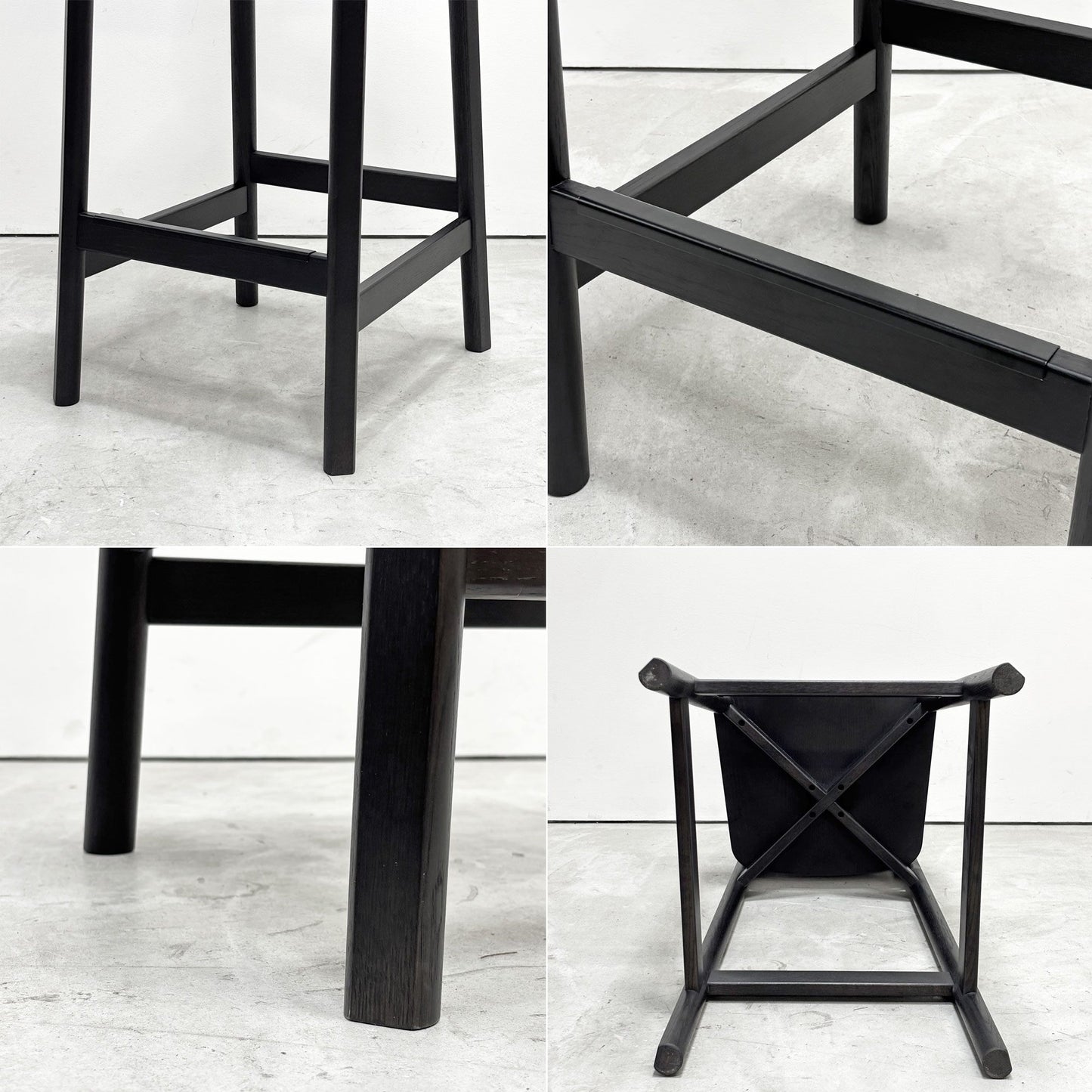 モダンデザイン Modern Design カウンターチェア ハイチェア ハイスツール オーク材 ブラック塗装 B ●