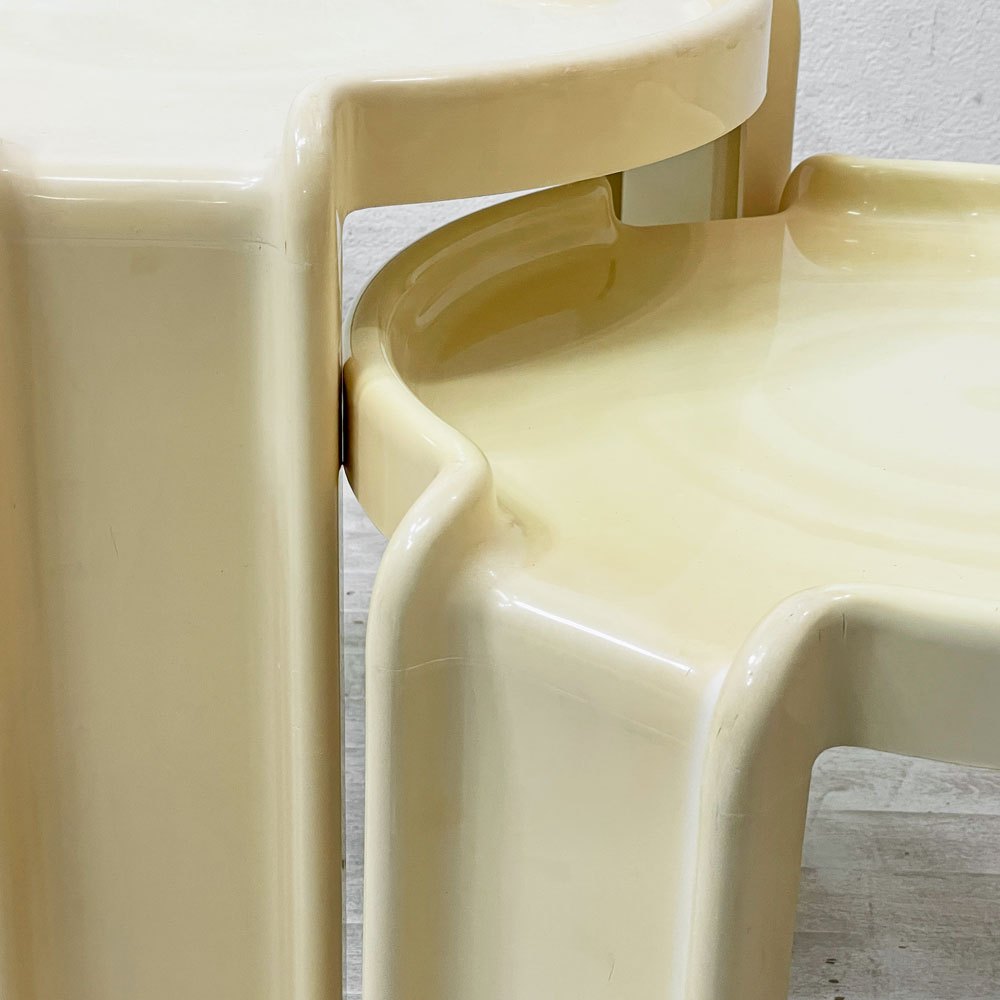 カルテル KARTELL ネストテーブル サイドテーブル スタッキング 3点セット ホワイト ビンテージ ジオット・ストッピーノ Giotto Stoppino 希少 ●