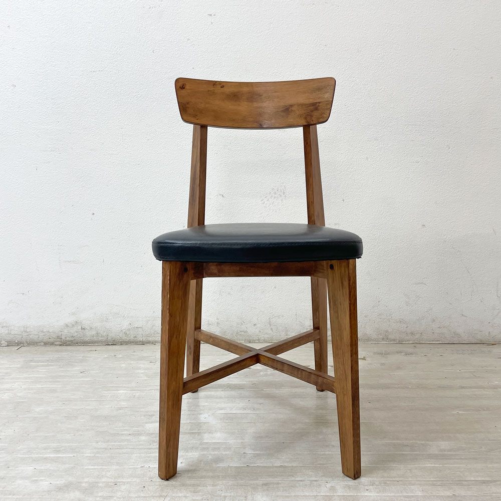 ジャーナルスタンダードファニチャー j.s.F シノン CHINON CHAIR ダイニングチェア PVCレザーシート  ラバーウッド材 ブラック B ●