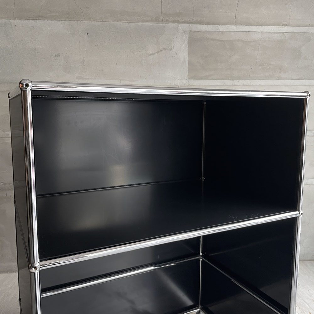 USMハラー USM Haller モジュラーファニチャー カウンターデスク ショップカウンター キャビネット オープンシェルフ グラファイトブラック アジャスター スイス 店舗什器 ♪