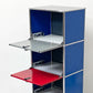 ユーエスエムハラー USM Haller モジュラーファニチャー Modular Furniture 1列4段 ドロップダウン扉 ミッドグレー × ジェンシャンブルー × ビーレッド × アントラサイト スイス ●