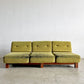 トラックファニチャー TRUCK FURNITURE ラウンジソファ 3シーター LOUNGE SOFA 3-SEATER 3人掛け ウォールナット無垢材 F-41 モスグリーン ブークレ 廃番色 参考定価￥328,900 現状品 〓