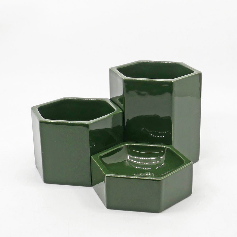 ヴィトラ Vitra ヘキサゴナルコンテナ Hexagonal Containers 3set 小物入れ 収納 ダークグリーン ジャスパー・モリソン ●