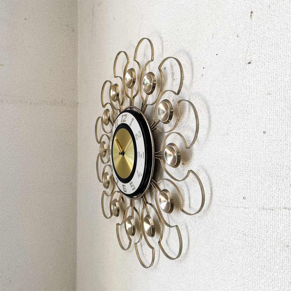 Robertshaw Controls Company ラックス LUX サンバーストクロック ウォールクロック 掛時計 Φ50cm ミッドセンチュリー USビンテージ ◎