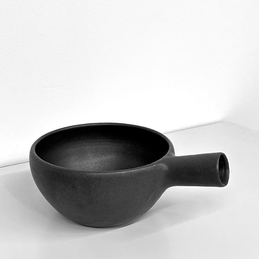 正島克哉 Katsuya Shoujima 片手土鍋 中 黒 全幅16cm 直火可 工房正島 現代作家 A ◎