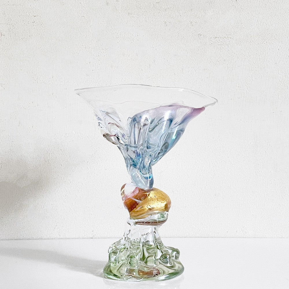 河内 あさこ KAWACHI Asako CAT COMPOTE コンポート皿 ガラス 金彩 オブジェ 現代作家 ■