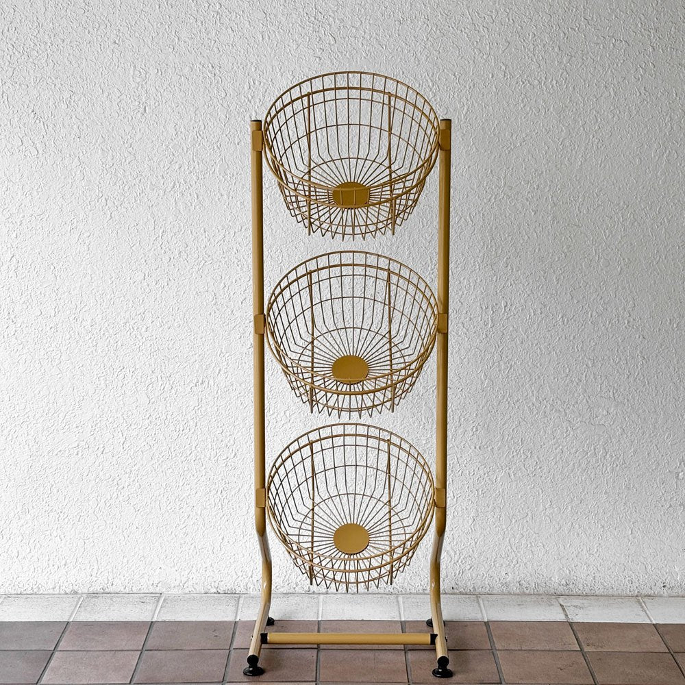 ダルトン DULTON ワイヤー ラウンド ラック WIRE ROUND RACK 収納家具 ラック ワイヤーバスケット 3段 アジャスター付き サンドベージュ 定価¥27,500- ◇