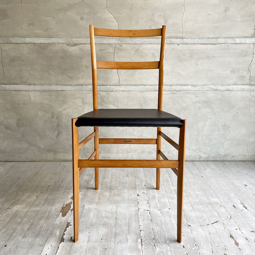 カッシーナ Cassina 699 スーパーレジェーラ SUPERLEGGERA ダイニングチェア アッシュ材 ナチュラル レザー 本革 Zランク ジオ・ポンティ 定価￥341,000- ♪