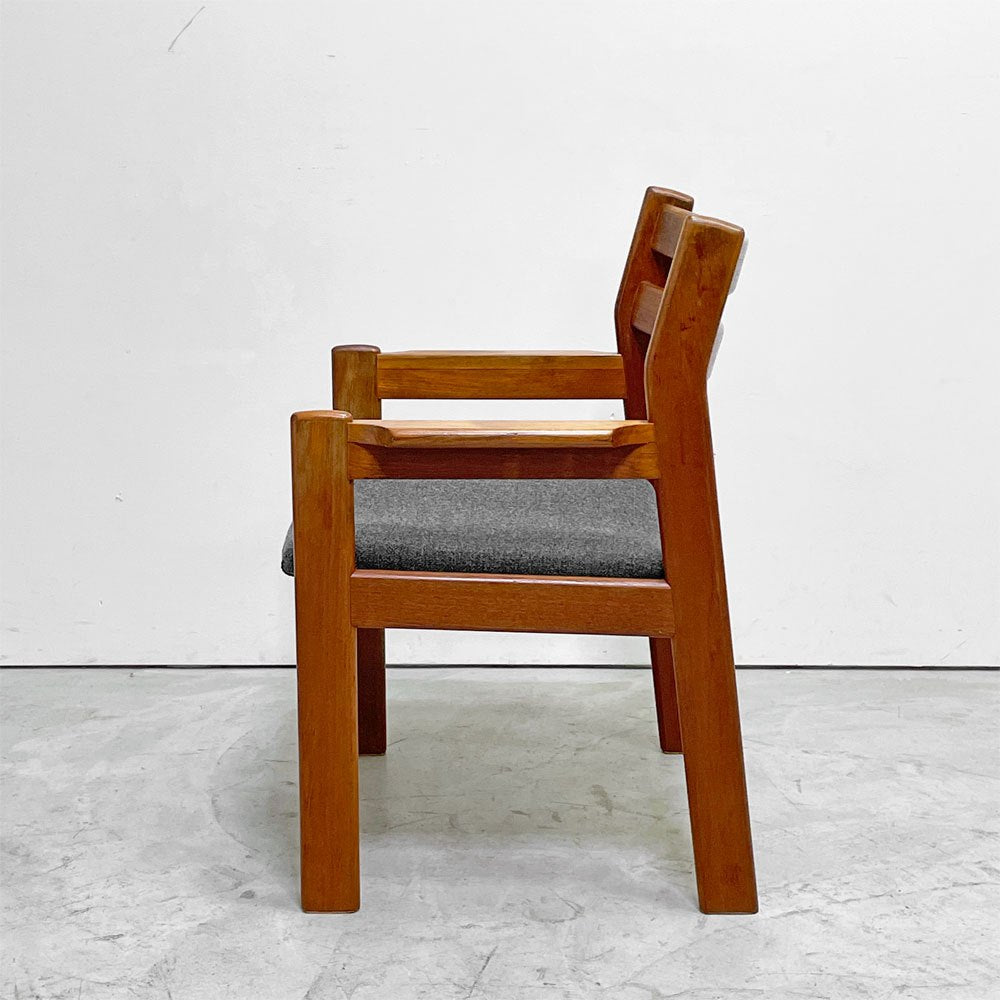 辻木工 TSUJI MOKKO チーク材 ダイニング アームチェア ファブリック張替済み ビンテージ vintage 北欧スタイル ●