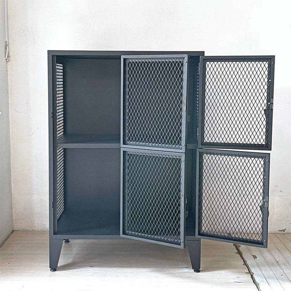 ジャーナルスタンダードファニチャー journal standard Furniture j.s.F  メッシュロッカー 2列2段 ブラック サイドキャビネット 南京錠付 ★