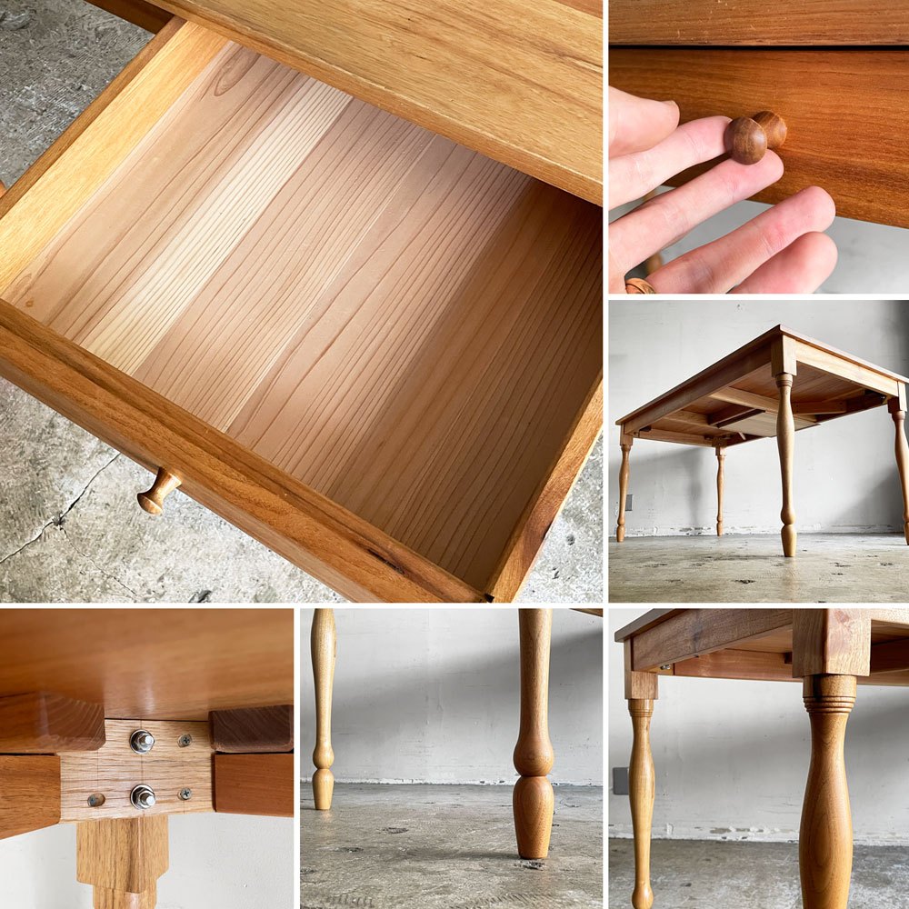 ハナレ木 HANALEGI フィールドテーブル Field table ダイニングテーブル オニグルミ材 W150cm ドロワー 挽き物脚 クラフトファニチャー ■