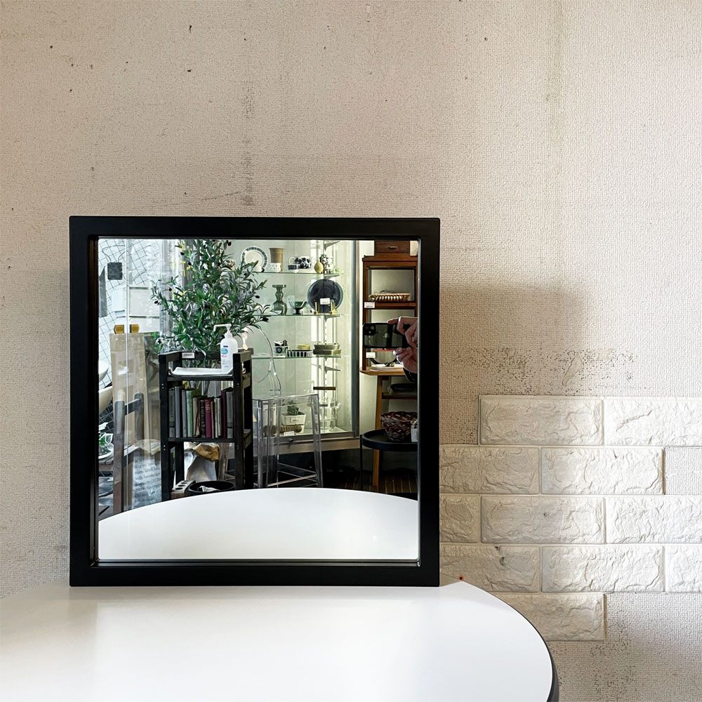 カルテル Kartell ウォールミラー Model 4727 ブラック スクエア 50×50cm アンナ・カステッリ・フェリエーリ Anna Castelli Ferrieri イタリア ビンテージ ◎