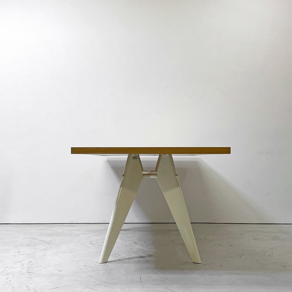 ヴィトラ vitra イーエム EMテーブル EM Table ダイニングテーブル ウッド天板 オーク材 突板 スチールベース ホワイト系カラー w200㎝ ジャン・プルーヴェ 定価￥594,000- ●