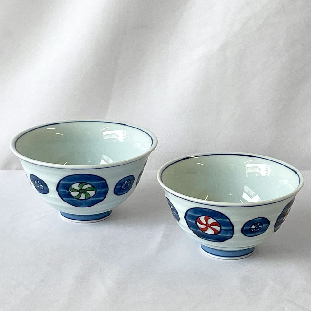 源右衛門 夫婦 茶碗 2点セット 飯碗 染錦 箱付 未使用保管品 ◇