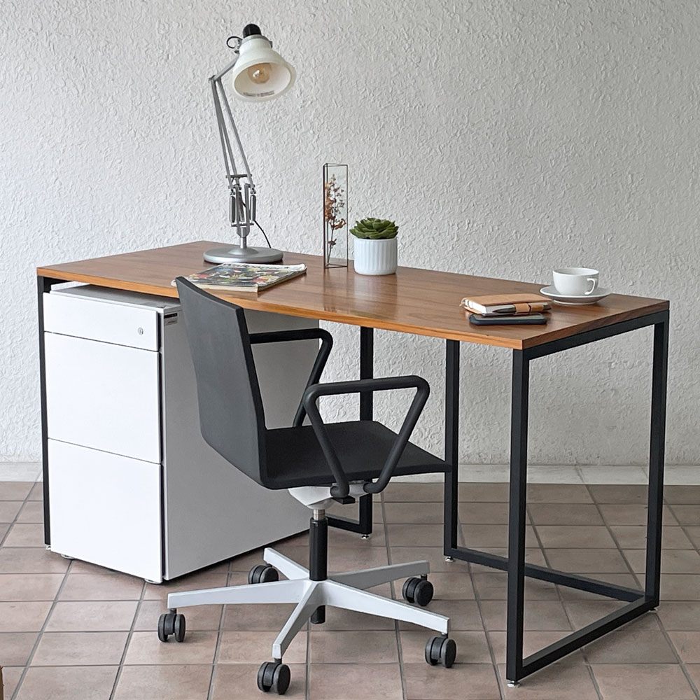 ビスレー BISLEY デスクプラン DESK PLAN Lフット ワーキングテーブル W145cm デスク ローズウッド調 メラミン天板 イギリス ◇