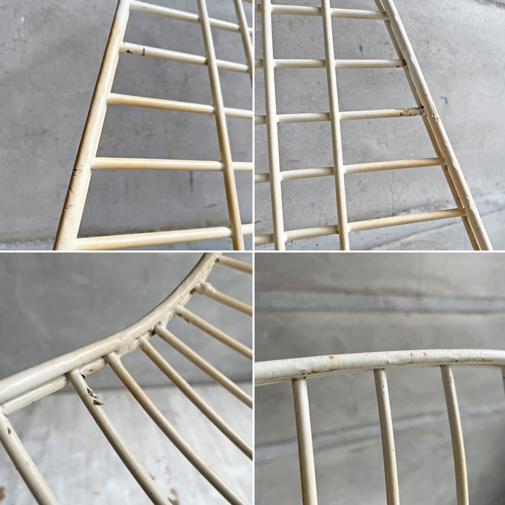 ハーマンミラー Herman Miller ビンテージ ワイヤーチェア Wire Chair DKR2  ホワイトワイヤー Hベース ビキニパッド付 グレー C&R イームズ ミッドセンチュリー ♪