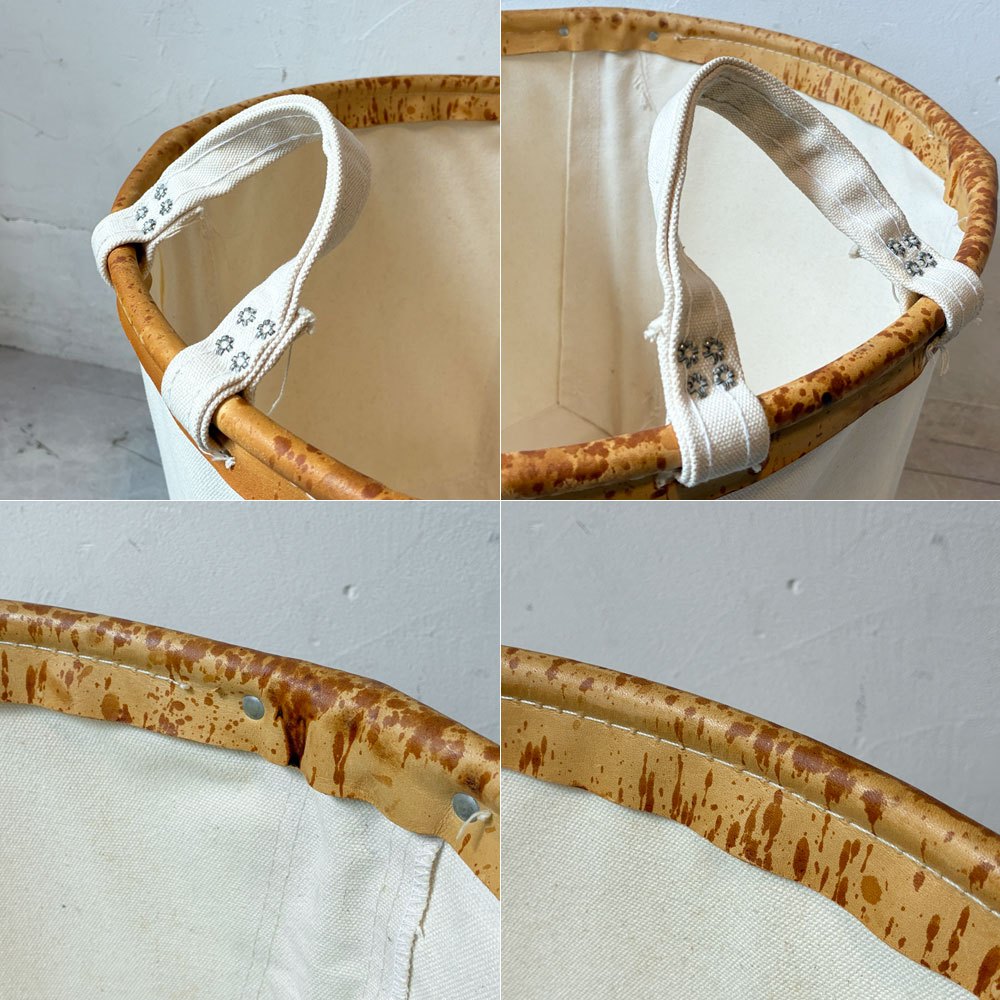 スティールキャンバス Steele Canvas Basket バスケット ラウンド 帆布×レザー×アイアン 工業デザイン 廃盤 ★