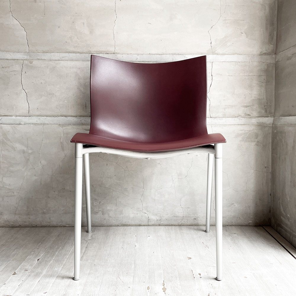 ドリアデ driade アレフ ALEPH カメレオン CAMELEON ダイニングチェア ワインレッド 2脚セット スタッキング フィリップ・スタルク Philippe Starck イタリア モダンデザイン ♪