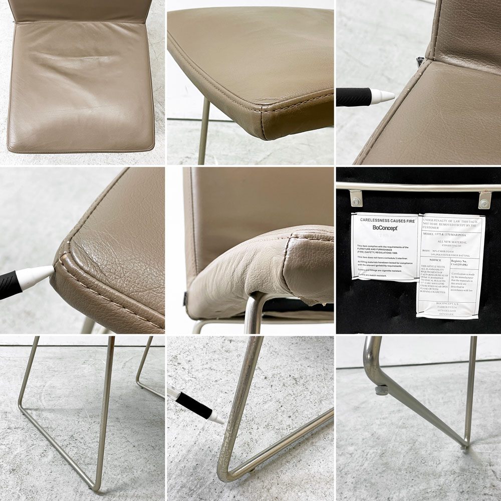 ボーコンセプト BoConcept マリポサディライト Mariposa Delight ダイニングチェア 本革シート グレー系 デンマーク A ●