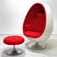 ヘンリックソーラーセン Henrik Thor-Larsen オヴァリアエッグチェア Ovalia Egg Chair FRP ホワイト×レッド ステレオスピーカー内蔵 オットマン付き ビンテージ スペースエイジ ●