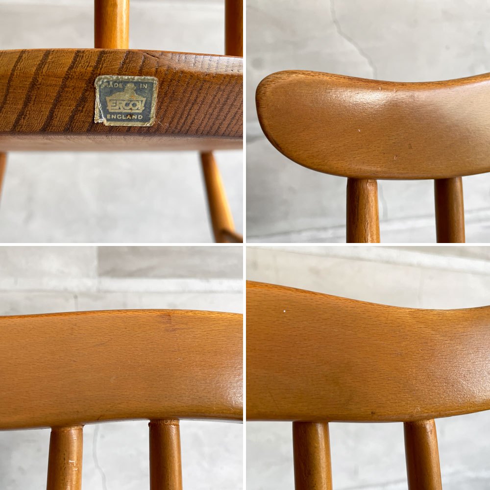 アーコール Ercol ゴールドスミス ダイニングチェア ハイバック スティックバック エルム材 ビーチ材 ナチュラルカラー UKビンテージ 英国家具 ♪