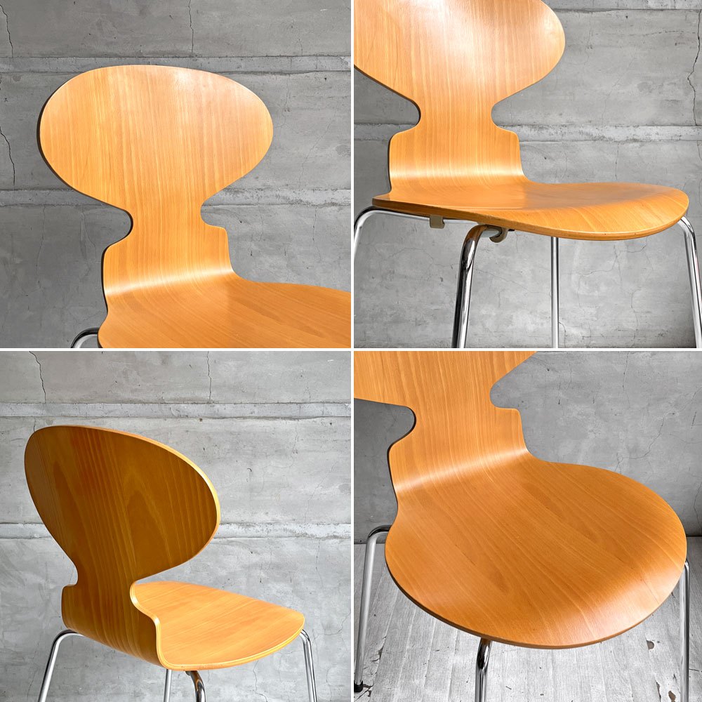 フリッツハンセン Fritz Hansen 3101 アリンコチェア アントチェア 4本脚 ナチュラルビーチ ラッカー仕上げ フェルトグライズ アルネ・ヤコブセン D ♪