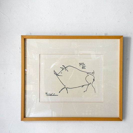 パブロ ピカ ソ Pablo Picasso シルクスクリーン 子豚 Le petit cochon アート 元箱付き 木製フレーム アクリル IDEE取り扱い ★