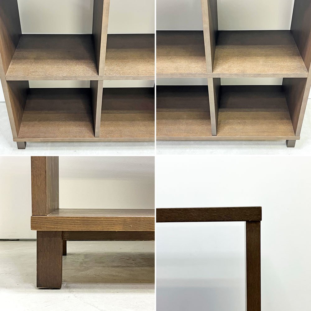 無印良品 MUJI 2×3 2段3列 タモ材 ブラウン オープンシェルフ 棚 キャビネット 飾り棚 立ち脚 シンプルデザイン 廃番 ●