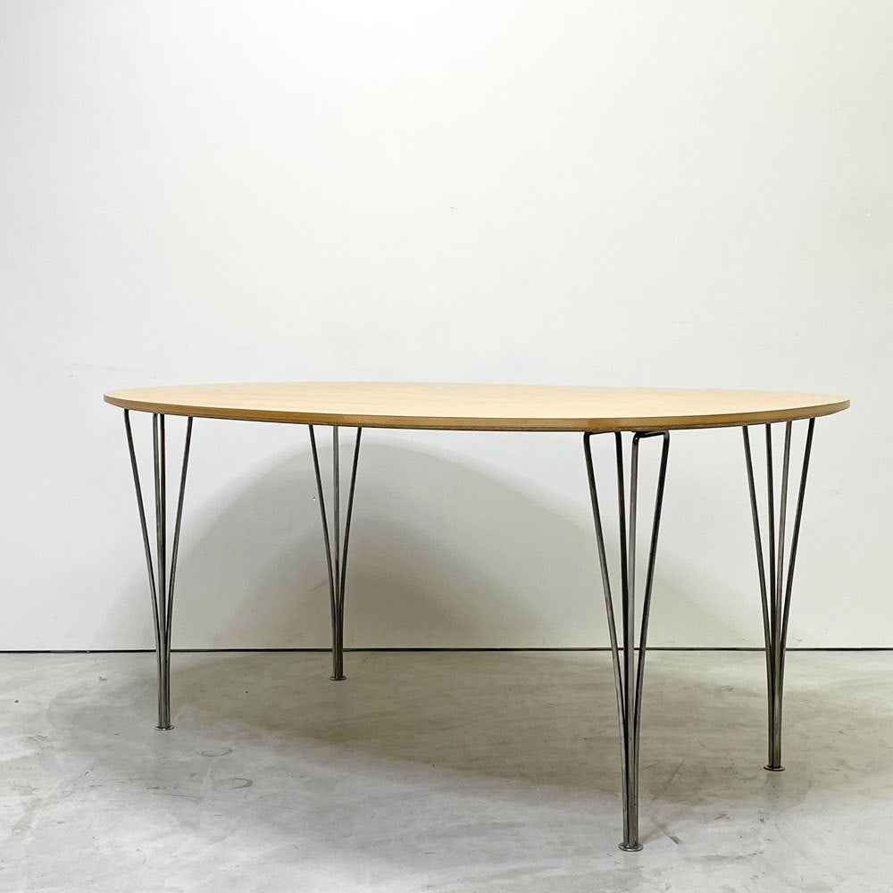 フリッツハンセン Fritz Hansen スーパー楕円 Bテーブル ダイニングテーブル ビーチ材天板 W150 ピート・ヘイン アルネ・ヤコブセン 天板再塗装品 80's ビンテージ ●