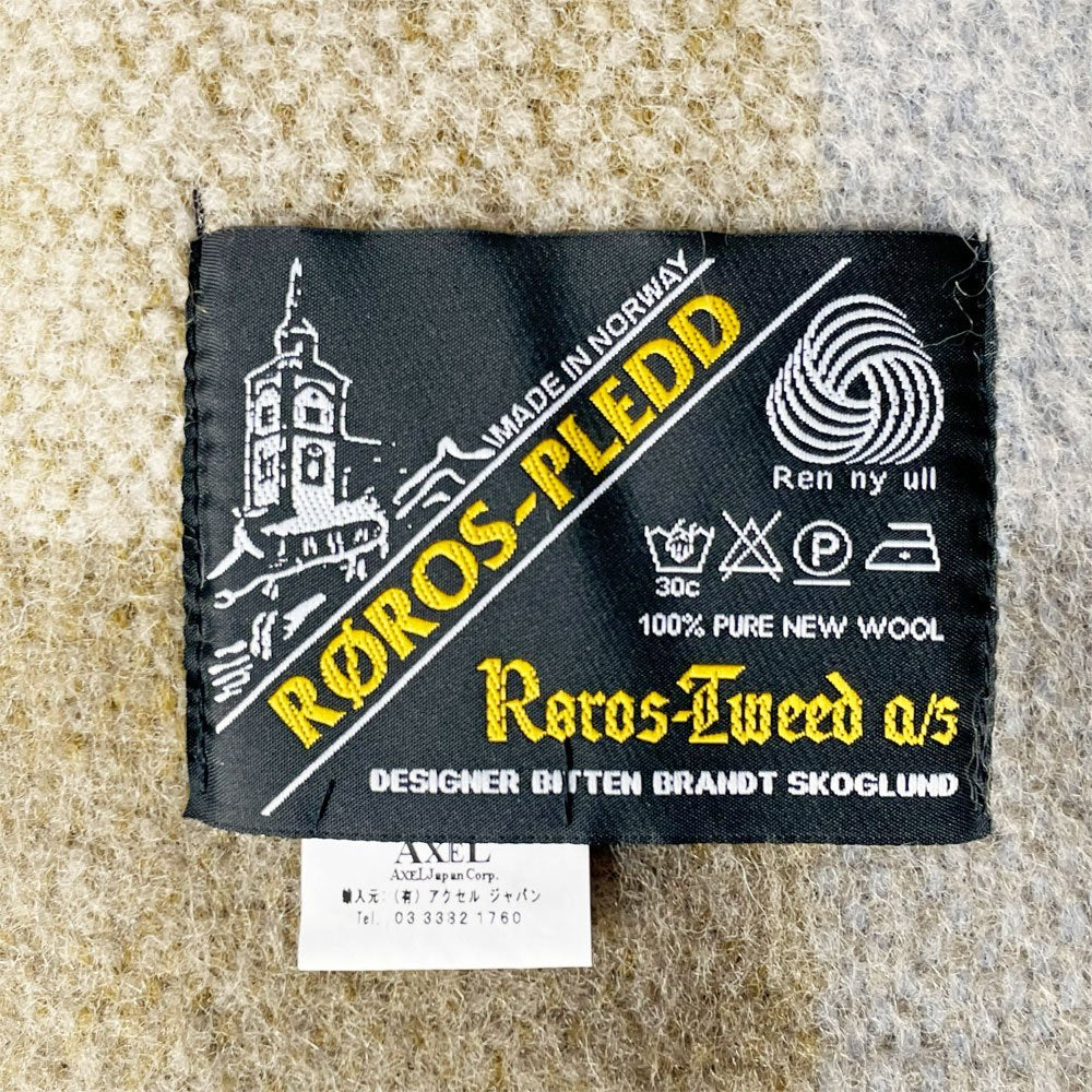 ロロスツイード Roros Tweed ブロステイン Brosteinブランケット ピュアニューウール ベージュ系 チェック柄 ★