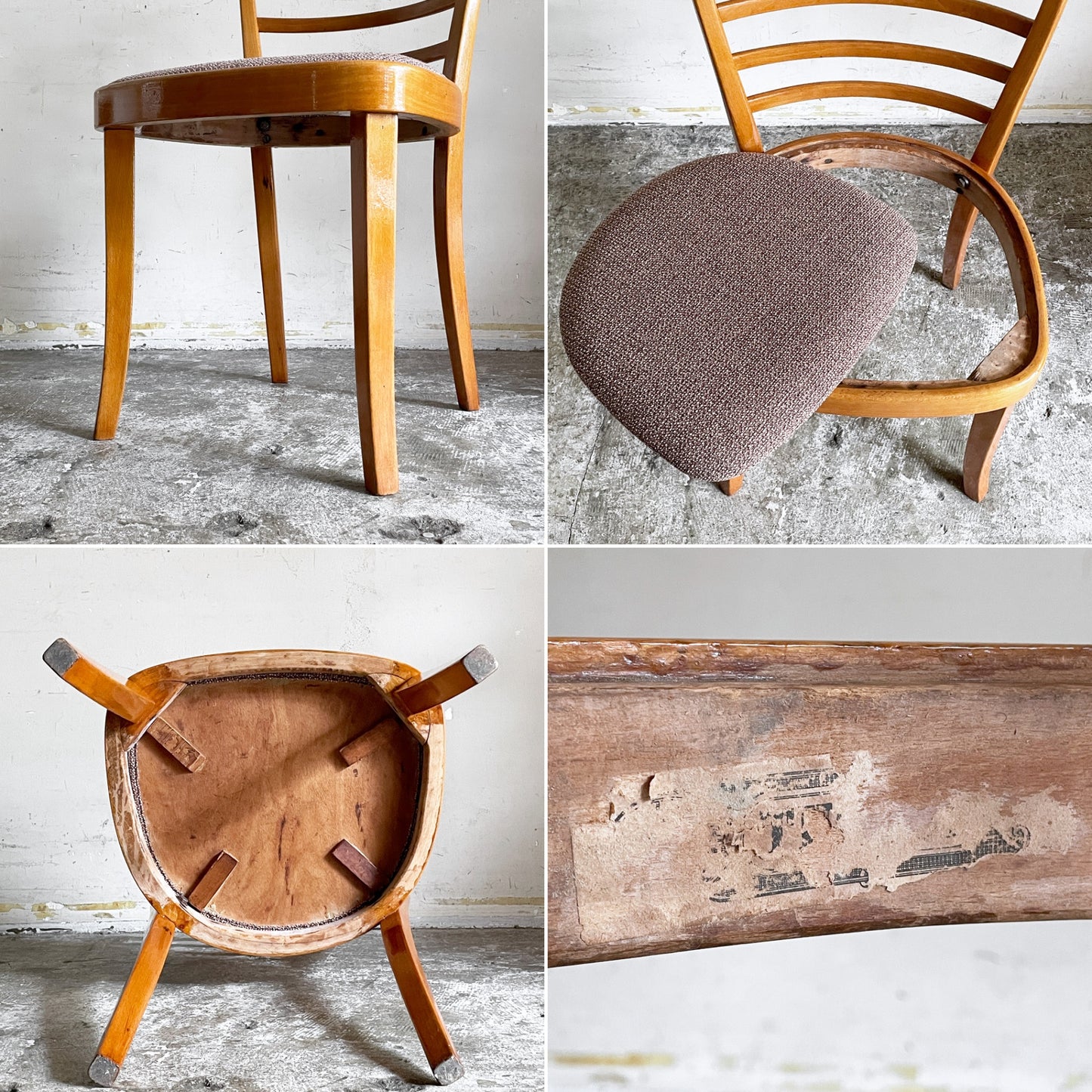 トーネット THONET ライターチェア leiter chair ダイニングチェア ベントウッド ラダーバック ファブリックシート 木製 W44cm ビンテージ ■