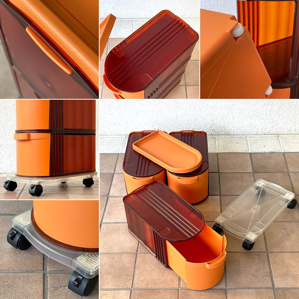 タッパーウェア Tupperware デイリーストッカー 3段 10L×3個 スタッキング キャスター付き オレンジ×オレンジ ◇
