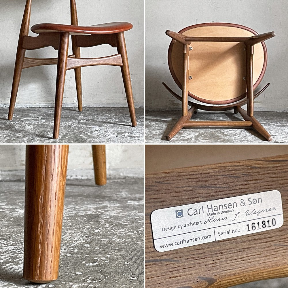 カールハンセン＆サン Carl Hansen & Son CH33P オーク材 レザーシート 本革 ダイニングチェア ハンス・J・ウェグナー 定価￥156,200- B ■