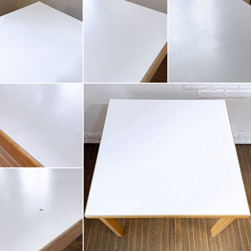 アルテック artek ダイニングテーブル 81C ホワイトラミネート W75 × D75 ビンテージ アルヴァ・アアルト フィンランド 北欧家具 ◎