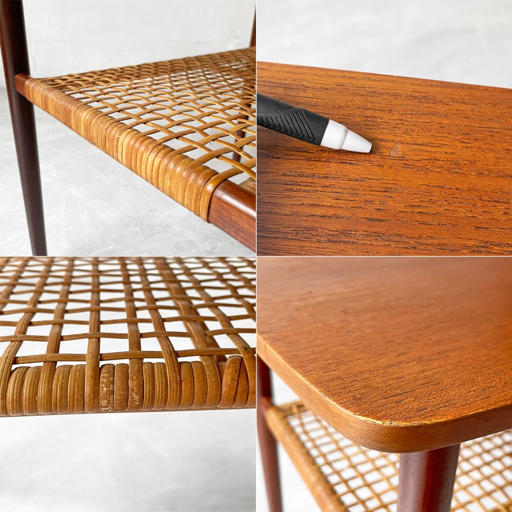 デンマークビンテージ Danish Vintage コーヒーテーブル チーク材 ラタン H52cm ローテーブル 北欧ビンテージ ★