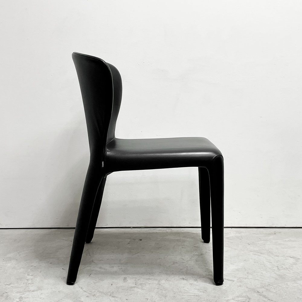 カッシーナ Cassina オラ 369 HOLA アームレスチェア ダイニングチェア 本革 ブラックレザー ハンス・ウェッツスタイン イタリア 定価￥418,000- A ●