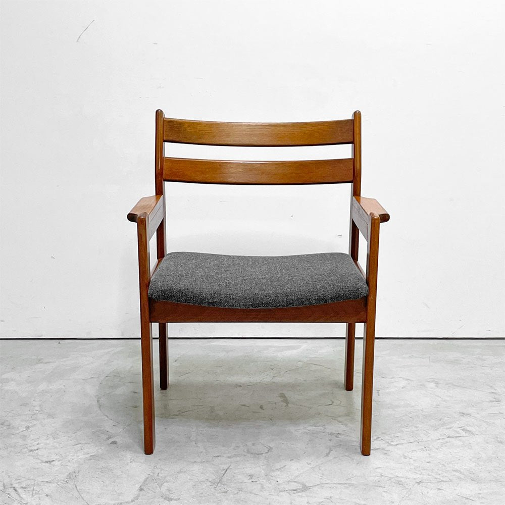 辻木工 TSUJI MOKKO チーク材 ダイニング アームチェア ファブリック張替済み ビンテージ vintage 北欧スタイル ●