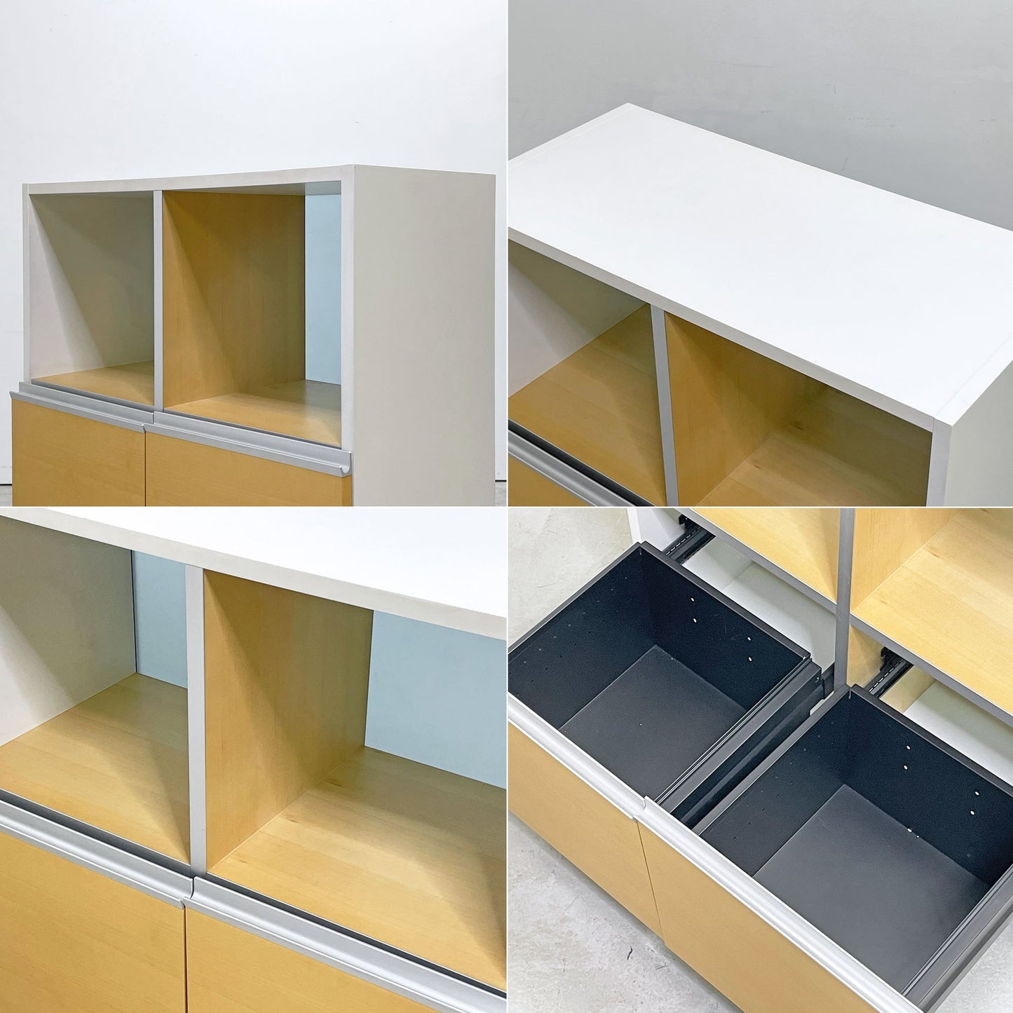 ウィルクハーン Wilkhahn ミナモ Minamo ファイリングシェルフ Filing Shelf ビーチ材 アルミフレーム アクリルパネル 2ドロワー 2列2段 コクヨ取扱い ●