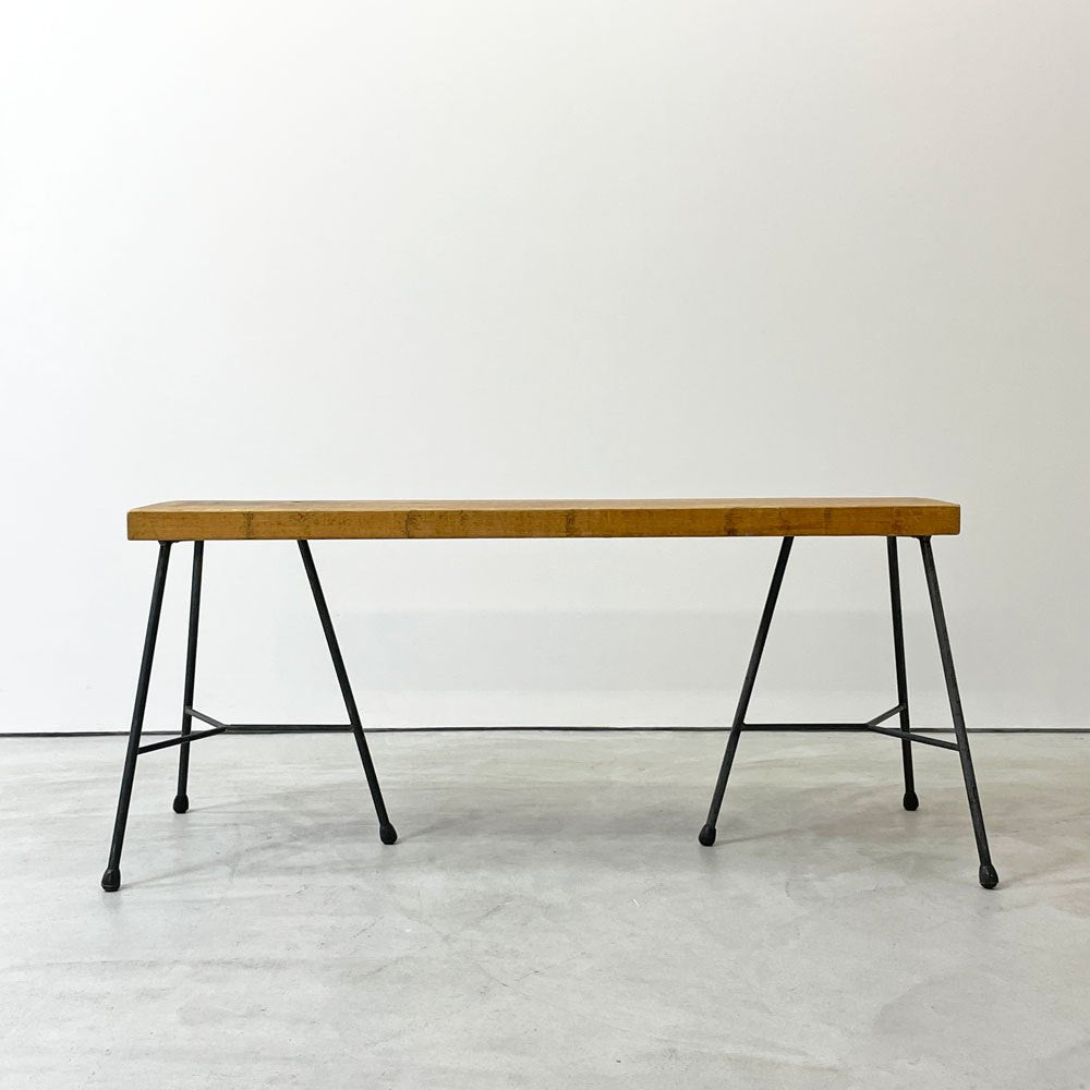 インダストリアル Industrial Design 無垢材ｘアイアンレッグ ベンチ W105cm 工業系 店舗什器 ●