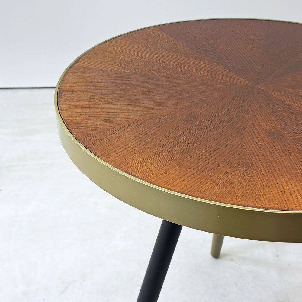 Whitelabel Living デニス サイドテーブル Denise Side Table アッシュ材 鉄脚 アイアンレッグ ウォールナット系カラー ●