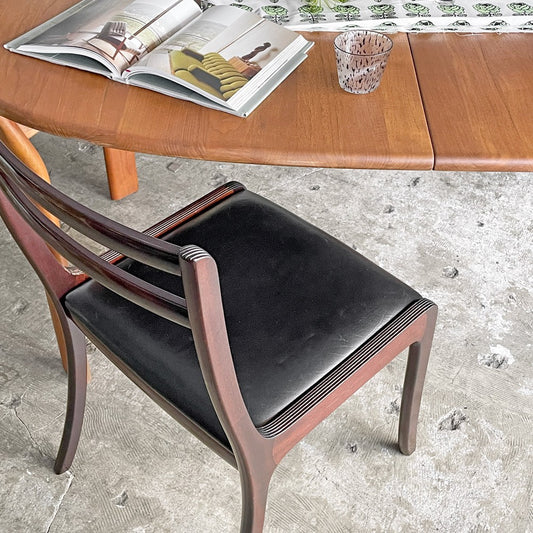 P.Jeppesen レッドブルーチェア Red blue chair ダイニングチェア マホガニー材 ビニールレザー 合成皮革 オーレヴァンシャー Ole Wanscher 北欧ビンテージ ■