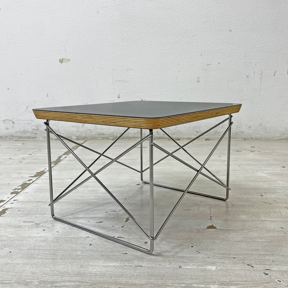ハーマンミラー Herman Miller LTRT ワイヤーベース ローテーブル メラミントップ C&R イームズ ブラック ミッドセンチュリー 証明書・箱付き 美品 ●
